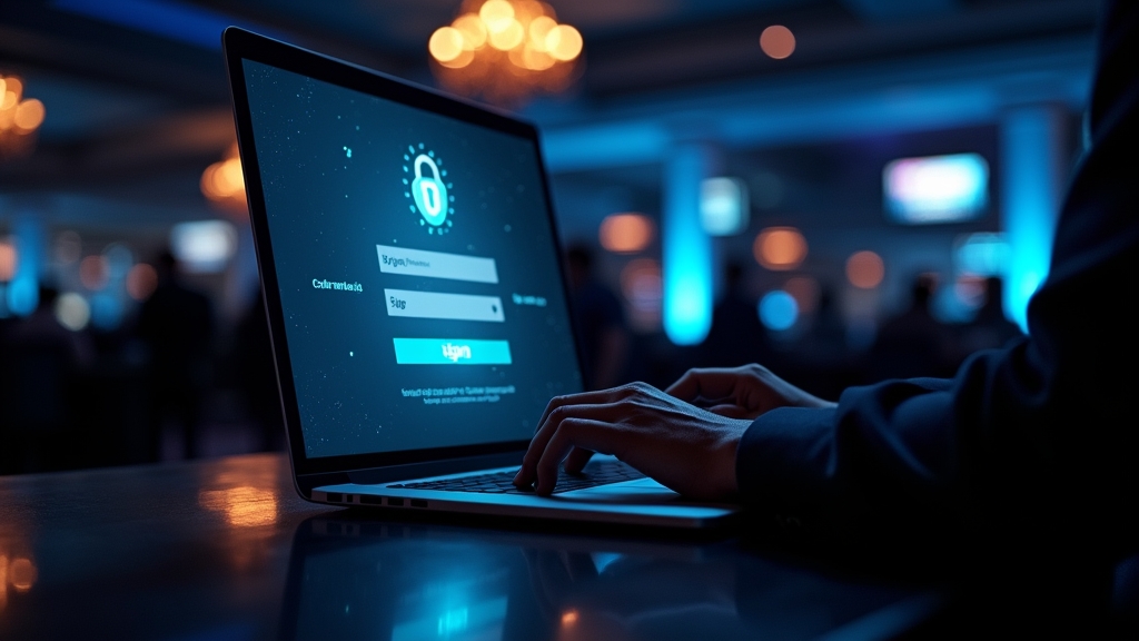 Un écran de connexion casino sécurisé avec une icône de cadenas et un éclairage néon
