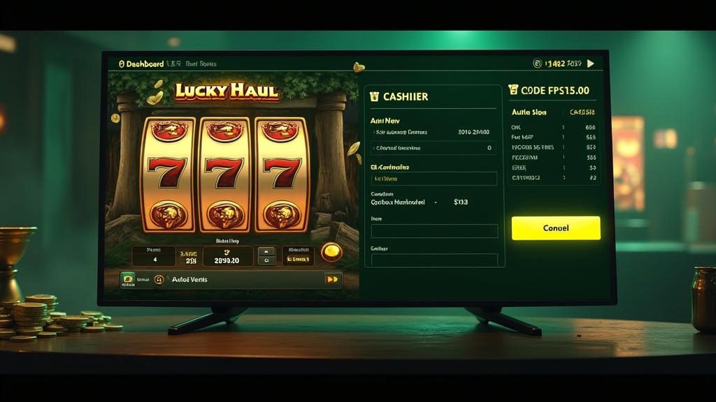 Casino dashboard showing a bonus banner and promo code entry panel near a Lucky Haul slot
