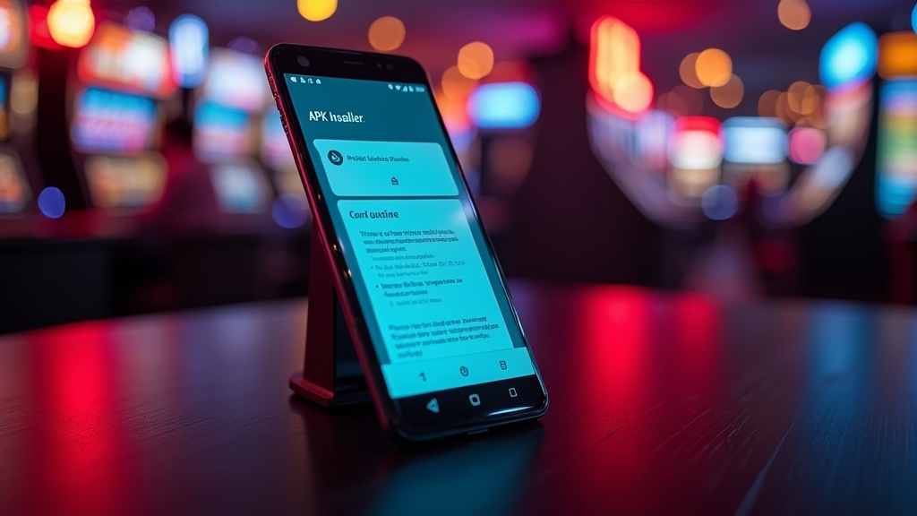 Android phone showing Lucky Haul APK installation steps in a casino setting